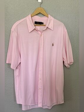 Ralph Lauren Knit Oxford shirt in a soft pink color size XXL